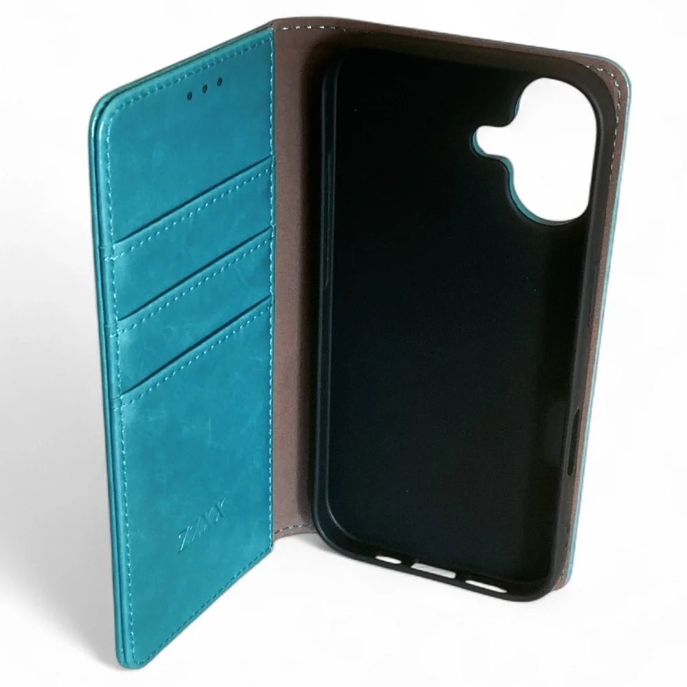 iPhone 17 Phone Wallet Case 2 in 1 Vegan Leather 3 Card Holder Teal 6.3 NWT